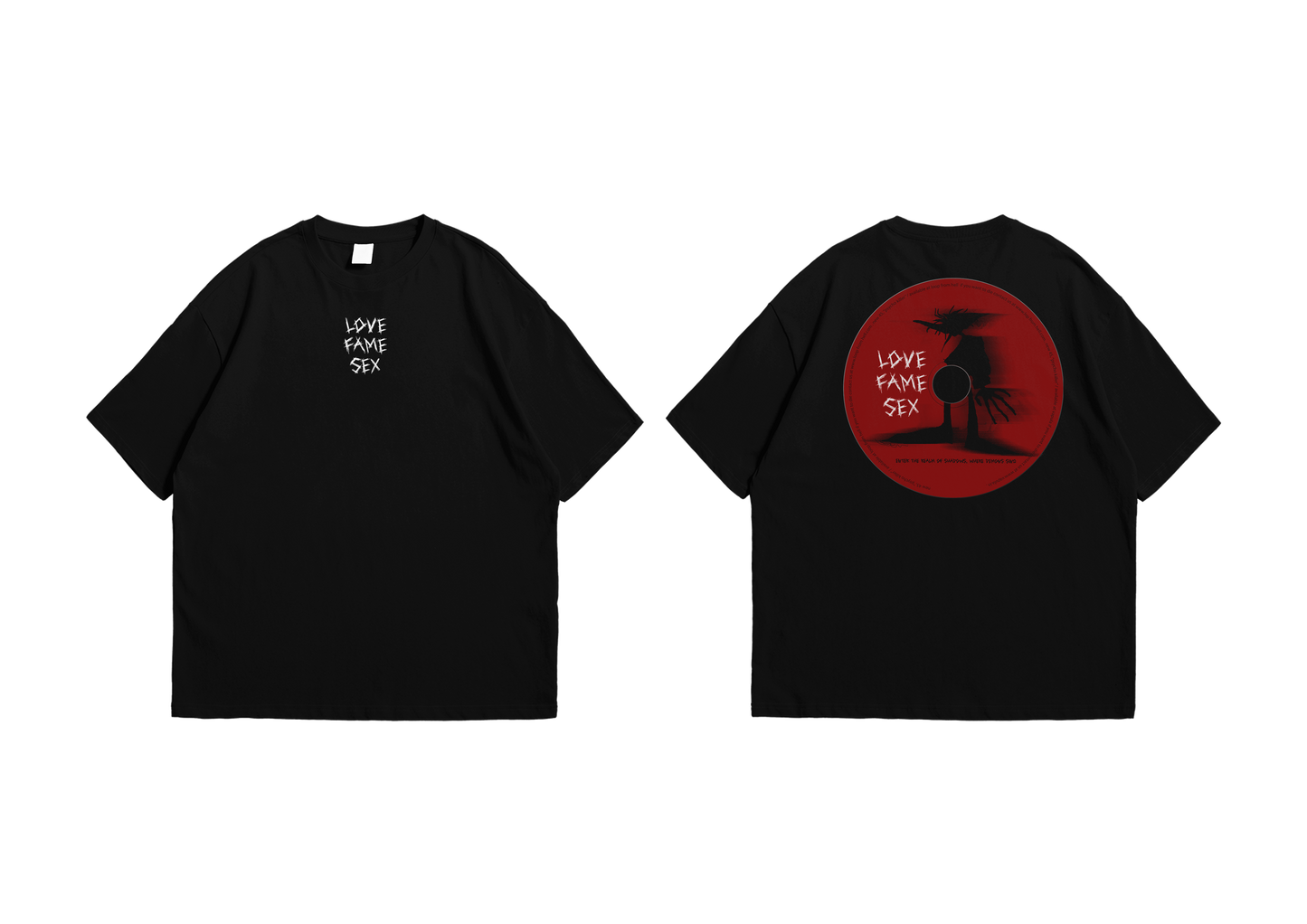 Black Oversize Love Fame Sex T-Shirt